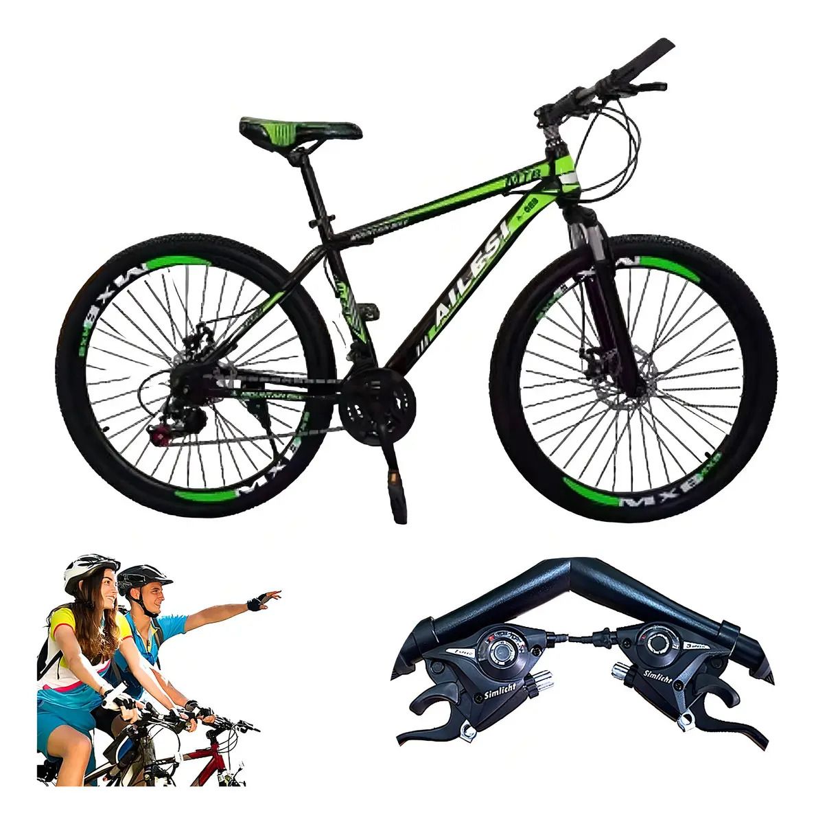 Bicicleta De Montaña 21 Vel. Suspension Frenos De Disco R-26 Color Verde Tamaño  - Oferta en Mercado Libre