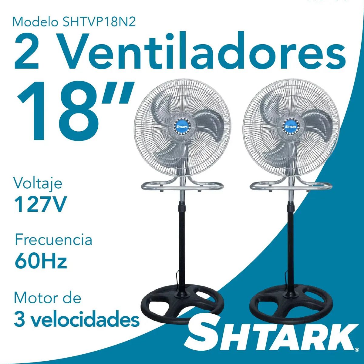 Set de 2 Ventiladores SHTARK 3 en 1 de 18" para Pedestal, Piso o Pared - Oferta en Mercado Libre