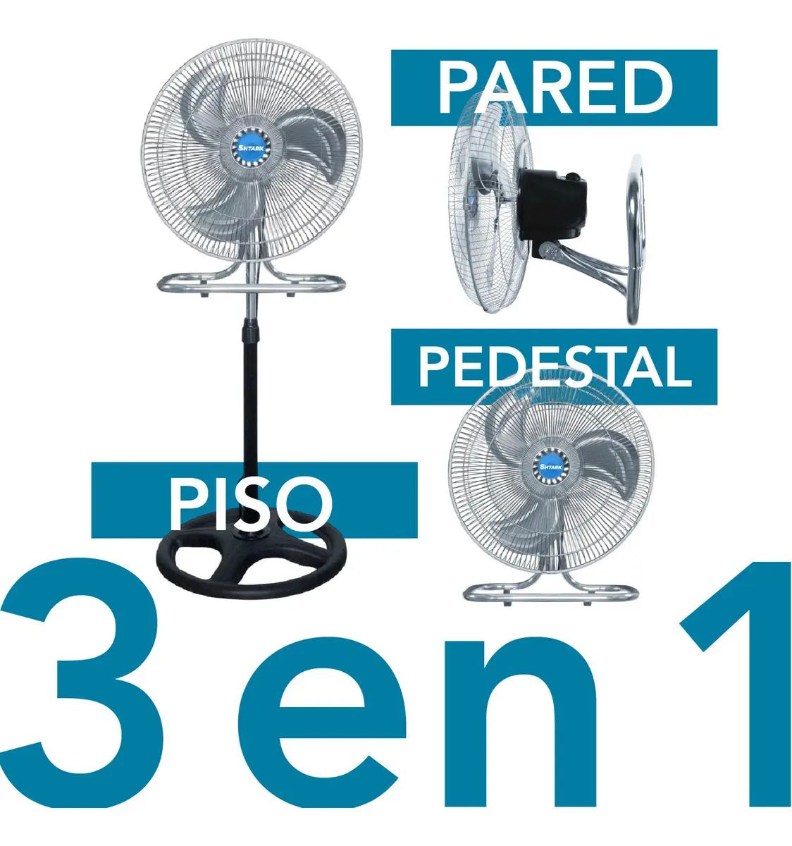 Set de 2 Ventiladores SHTARK 3 en 1 de 18" para Pedestal, Piso o Pared - Oferta en Mercado Libre